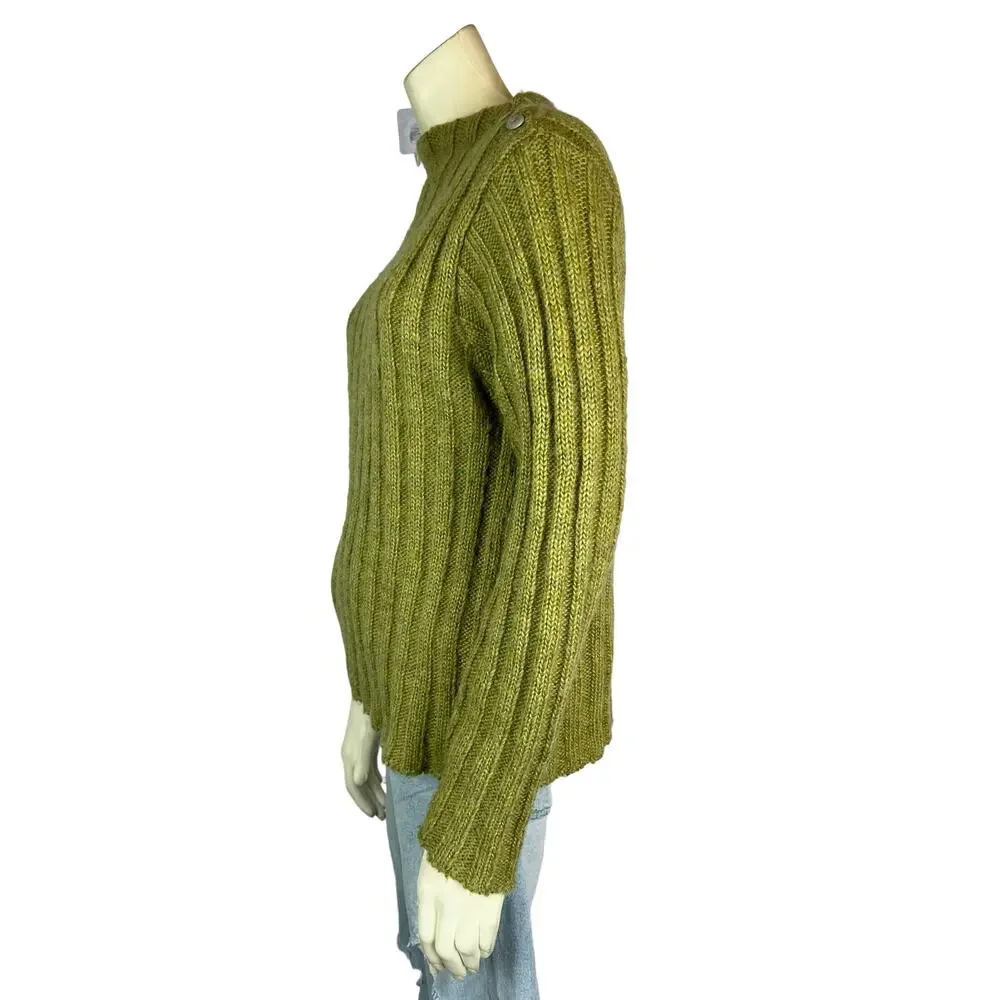 Oona New England green Sweater Acrylic Mohair Gorpcore Casual Ribbed Twee